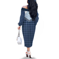Aloha Hawaii Cowboys Paniolo Family Matching Off The Shoulder Long Sleeve Dress and Hawaiian Shirt Navy Blue Palaka LT7 - Polynesian Pride