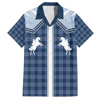 Aloha Hawaii Cowboys Paniolo Family Matching Tank Maxi Dress and Hawaiian Shirt Navy Blue Palaka LT7 Dad's Shirt - Short Sleeve Navy - Polynesian Pride