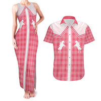Aloha Hawaii Cowboys Paniolo Couples Matching Tank Maxi Dress and Hawaiian Shirt Rose Palaka LT7 Pink - Polynesian Pride