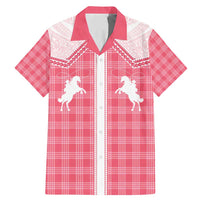 Aloha Hawaii Cowboys Paniolo Family Matching Mermaid Dress and Hawaiian Shirt Rose Palaka LT7 Dad's Shirt - Short Sleeve Pink - Polynesian Pride