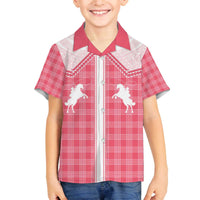Aloha Hawaii Cowboys Paniolo Family Matching Off The Shoulder Long Sleeve Dress and Hawaiian Shirt Rose Palaka LT7 Son's Shirt Pink - Polynesian Pride