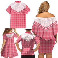 Aloha Hawaii Cowboys Paniolo Family Matching Off Shoulder Short Dress and Hawaiian Shirt Rose Palaka LT7 - Polynesian Pride