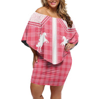 Aloha Hawaii Cowboys Paniolo Family Matching Off Shoulder Short Dress and Hawaiian Shirt Rose Palaka LT7 Mom's Dress Pink - Polynesian Pride