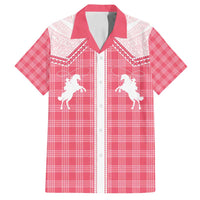 Aloha Hawaii Cowboys Paniolo Family Matching Puletasi and Hawaiian Shirt Rose Palaka LT7 Dad's Shirt - Short Sleeve Pink - Polynesian Pride
