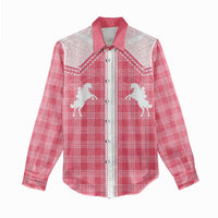 Aloha Hawaii Cowboys Paniolo Women Casual Shirt Rose Palaka - Polynesian Pride