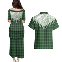 Aloha Hawaii Cowboys Paniolo Couples Matching Puletasi and Hawaiian Shirt Forest Green Palaka LT7 - Polynesian Pride