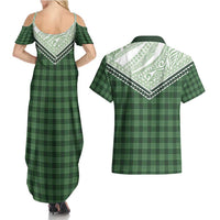 Aloha Hawaii Cowboys Paniolo Couples Matching Summer Maxi Dress and Hawaiian Shirt Forest Green Palaka LT7 - Polynesian Pride