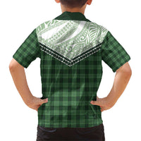 Aloha Hawaii Cowboys Paniolo Family Matching Short Sleeve Bodycon Dress and Hawaiian Shirt Forest Green Palaka LT7 - Polynesian Pride