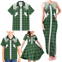Aloha Hawaii Cowboys Paniolo Family Matching Tank Maxi Dress and Hawaiian Shirt Forest Green Palaka LT7 - Polynesian Pride