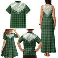 Aloha Hawaii Cowboys Paniolo Family Matching Tank Maxi Dress and Hawaiian Shirt Forest Green Palaka LT7 - Polynesian Pride