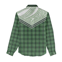 Aloha Hawaii Cowboys Paniolo Women Casual Shirt Forest Green Palaka - Polynesian Pride