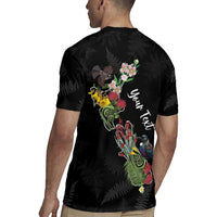 Kia Ora New Zealand Floral Personalized Rugby Jersey Black - Polynesian Pride