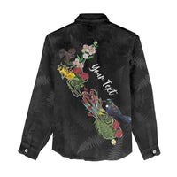 Kia Ora New Zealand Floral Personalized Women Casual Shirt Black - Polynesian Pride