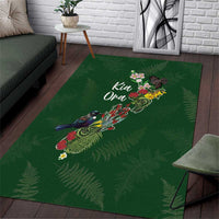 Kia Ora New Zealand Floral Area Rug Sage Green - Polynesian Pride