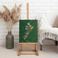 Kia Ora New Zealand Floral Canvas Wall Art Sage Green - Polynesian Pride
