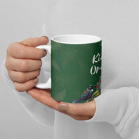 Kia Ora New Zealand Floral Ceramic Mug Sage Green - Polynesian Pride