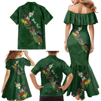 Kia Ora New Zealand Floral Personalized Family Matching Mermaid Dress and Hawaiian Shirt Sage Green LT7 - Polynesian Pride