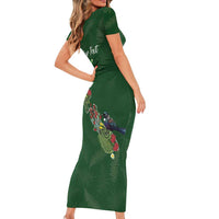Kia Ora New Zealand Floral Personalized Family Matching Short Sleeve Bodycon Dress and Hawaiian Shirt Sage Green LT7 - Polynesian Pride