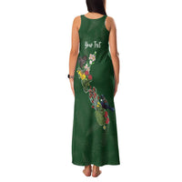 Kia Ora New Zealand Floral Personalized Family Matching Tank Maxi Dress and Hawaiian Shirt Sage Green LT7 - Polynesian Pride