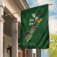 Kia Ora New Zealand Floral Garden Flag Sage Green - Polynesian Pride