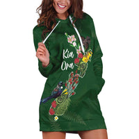 Kia Ora New Zealand Floral Personalized Hoodie Dress Sage Green LT7 Sage Green - Polynesian Pride