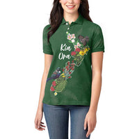 Kia Ora New Zealand Floral Personalized Women Polo Shirt Sage Green LT7 - Polynesian Pride