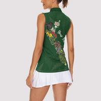 Kia Ora New Zealand Floral Personalized Women Sleeveless Polo Shirt Sage Green LT7 - Polynesian Pride