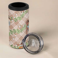Beige Palaka Hula Girls Seamless Hawaii Aloha 4 in 1 Can Cooler Tumbler LT7 - Polynesian Pride