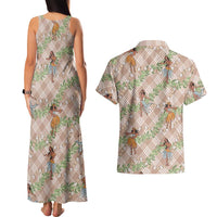 Beige Palaka Hula Girls Seamless Hawaii Aloha Couples Matching Tank Maxi Dress and Hawaiian Shirt LT7 - Polynesian Pride