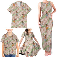 Beige Palaka Hula Girls Seamless Hawaii Aloha Family Matching Tank Maxi Dress and Hawaiian Shirt LT7 - Polynesian Pride