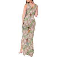 Beige Palaka Hula Girls Seamless Hawaii Aloha Tank Maxi Dress - Polynesian Pride