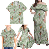Mint Palaka Hula Girls Seamless Hawaii Aloha Family Matching Off Shoulder Maxi Dress and Hawaiian Shirt LT7 - Polynesian Pride