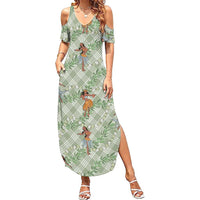 Mint Palaka Hula Girls Seamless Hawaii Aloha Family Matching Summer Maxi Dress and Hawaiian Shirt LT7 Mom's Dress Mint - Polynesian Pride