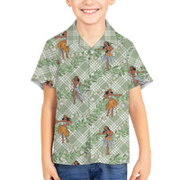 Mint Palaka Hula Girls Seamless Hawaii Aloha Family Matching Summer Maxi Dress and Hawaiian Shirt LT7 Son's Shirt Mint - Polynesian Pride