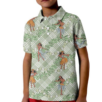 Mint Palaka Hula Girls Seamless Hawaii Aloha Kid Polo Shirt - Polynesian Pride