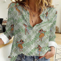 Mint Palaka Hula Girls Seamless Hawaii Aloha Women Casual Shirt - Polynesian Pride