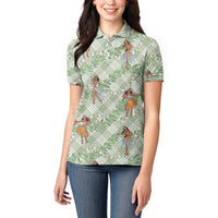 Mint Palaka Hula Girls Seamless Hawaii Aloha Women Polo Shirt - Polynesian Pride