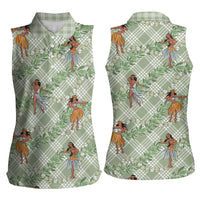 Mint Palaka Hula Girls Seamless Hawaii Aloha Women Sleeveless Polo Shirt LT7 - Polynesian Pride