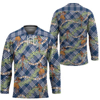 Navy Blue Palaka Hula Girls Seamless Hawaii Aloha Hockey Jersey - Polynesian Pride