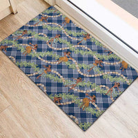 Navy Blue Palaka Hula Girls Seamless Hawaii Aloha Rubber Doormat - Polynesian Pride