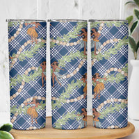 Navy Blue Palaka Hula Girls Seamless Hawaii Aloha Skinny Tumbler LT7 - Polynesian Pride