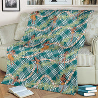 Teal Palaka Hula Girls Seamless Hawaii Aloha Blanket - Polynesian Pride