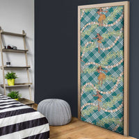 Teal Palaka Hula Girls Seamless Hawaii Aloha Door Cover - Polynesian Pride