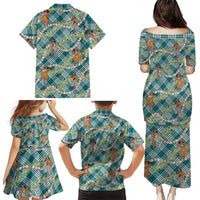 Teal Palaka Hula Girls Seamless Hawaii Aloha Family Matching Puletasi and Hawaiian Shirt LT7 - Polynesian Pride