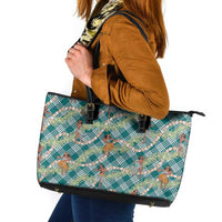 Teal Palaka Hula Girls Seamless Hawaii Aloha Leather Tote Bag - Polynesian Pride