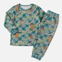 Teal Palaka Hula Girls Seamless Hawaii Aloha Christmas Pajama Set - Polynesian Pride