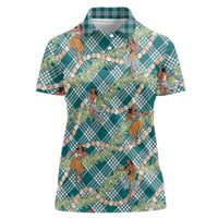 Teal Palaka Hula Girls Seamless Hawaii Aloha Women Polo Shirt LT7 Female Teal - Polynesian Pride