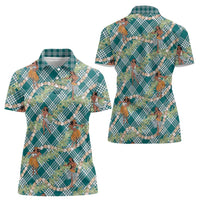 Teal Palaka Hula Girls Seamless Hawaii Aloha Women Polo Shirt LT7 - Polynesian Pride