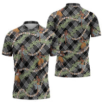 Sable Palaka Hula Girls Seamless Hawaii Aloha Zipper Polo Shirt - Polynesian Pride