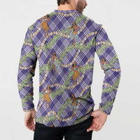 Lavender Palaka Hula Girls Seamless Hawaii Aloha Button Sweatshirt - Polynesian Pride